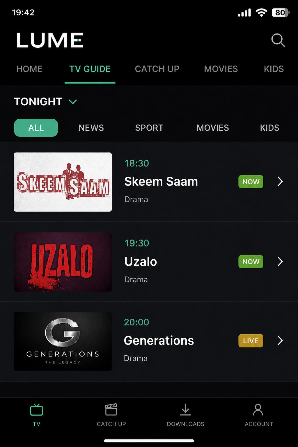 BUKA TV guide